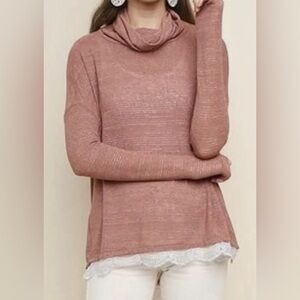 NWT umgee turtleneck in dusty rose women’s size large
